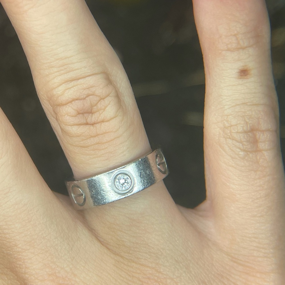 Cartier love ring platinum 1 diamond - Picture 2 of 14